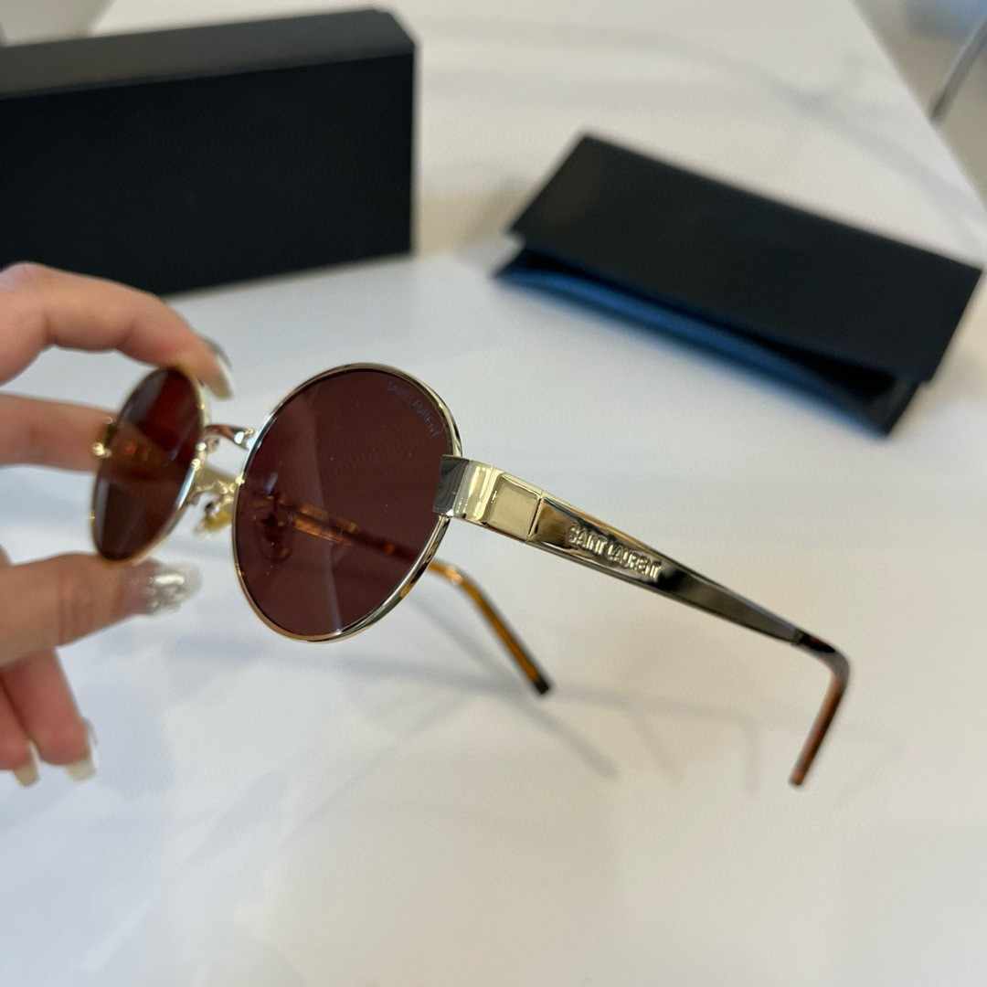 YSL サンローラ サングラス ゴールドフレーム ブラウンレンズ