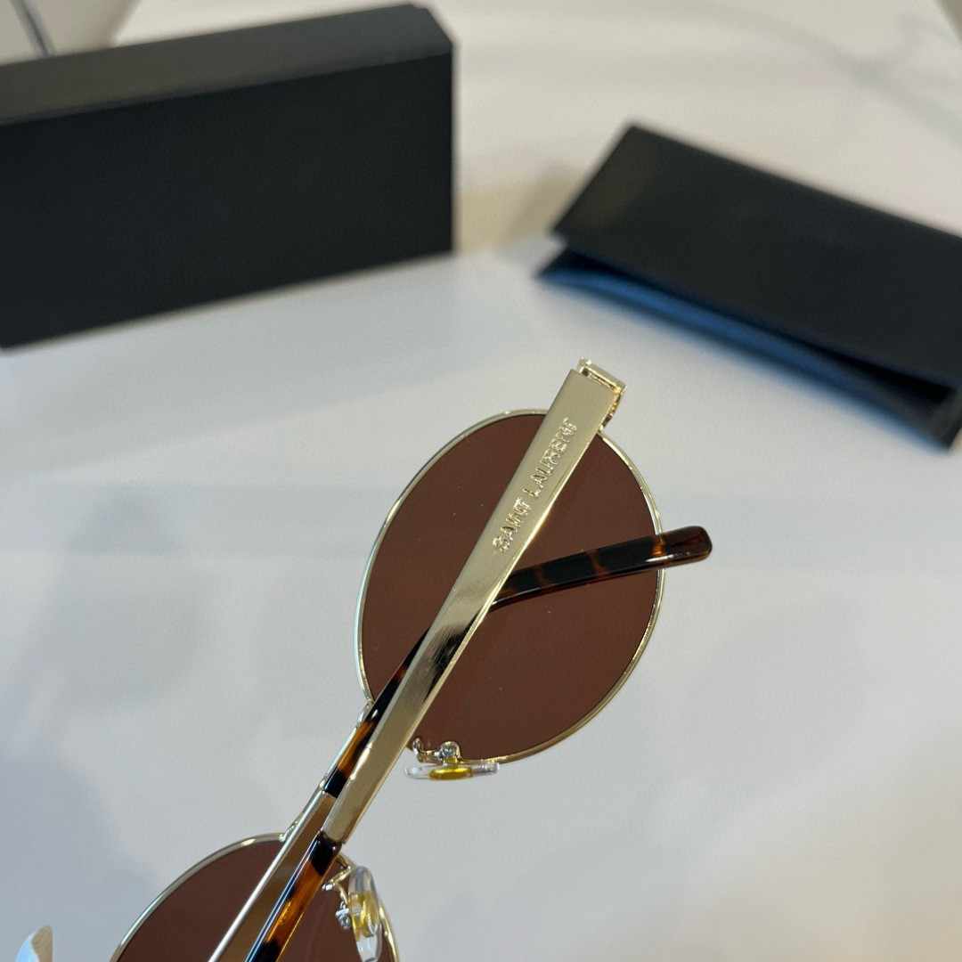 YSL サンローラ サングラス ゴールドフレーム ブラウンレンズ