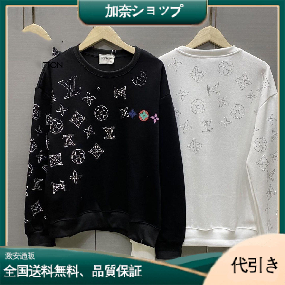 LOUIS VUITTON  ルイ・ヴィトンロゴ 丸襟 快適 人気　カジュアル 長袖 秋冬 男女兼用-加奈ショップ