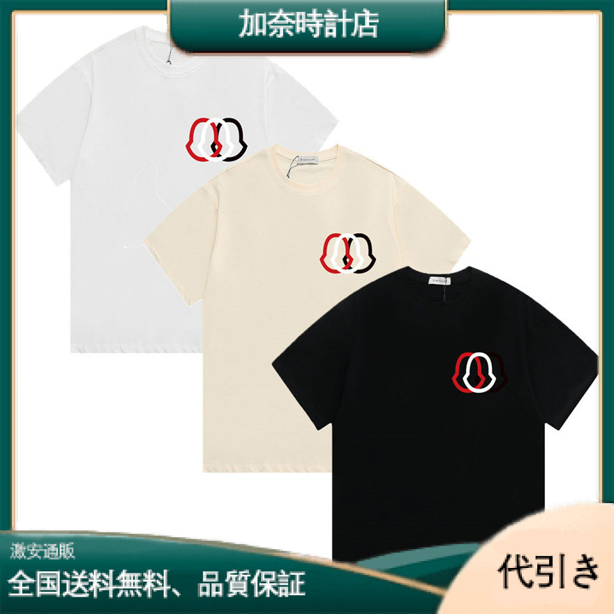 MONCLER モンクレール ビンテージロゴ 半袖クルーネック 綿Tシャツ レトロ風-加奈時計店