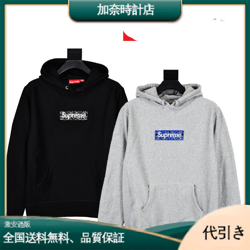 Supreme FW19 Week 16 Bandana Box Logo カシューフラワー刺繍入りフード付きフリーススウェットシャツ-加奈時計店