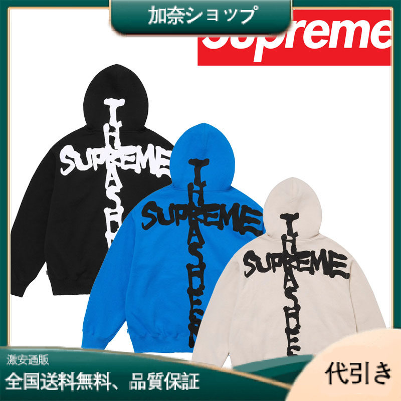SUPREME CREWNECK FW24 フレイムジョイント レタープリント ジッパー フード スウェットシャツ-加奈ショップ