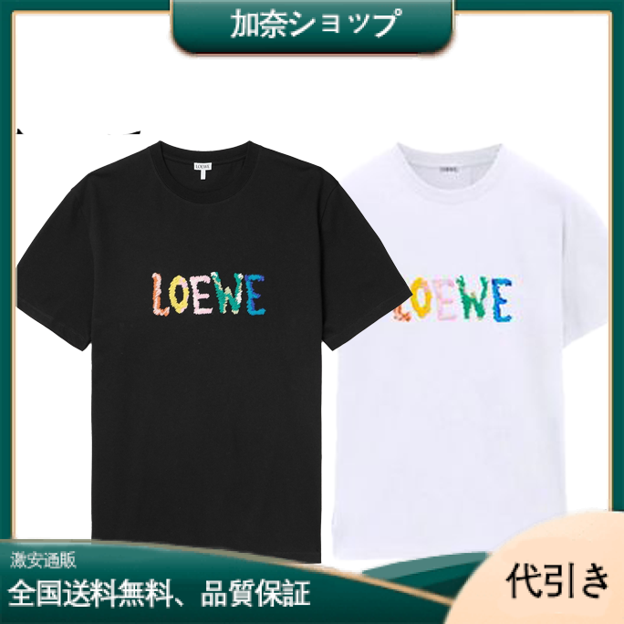 LOEWE 刺繍入りレインボーレタリング ルーズフィット Tシャツ-加奈ショップ