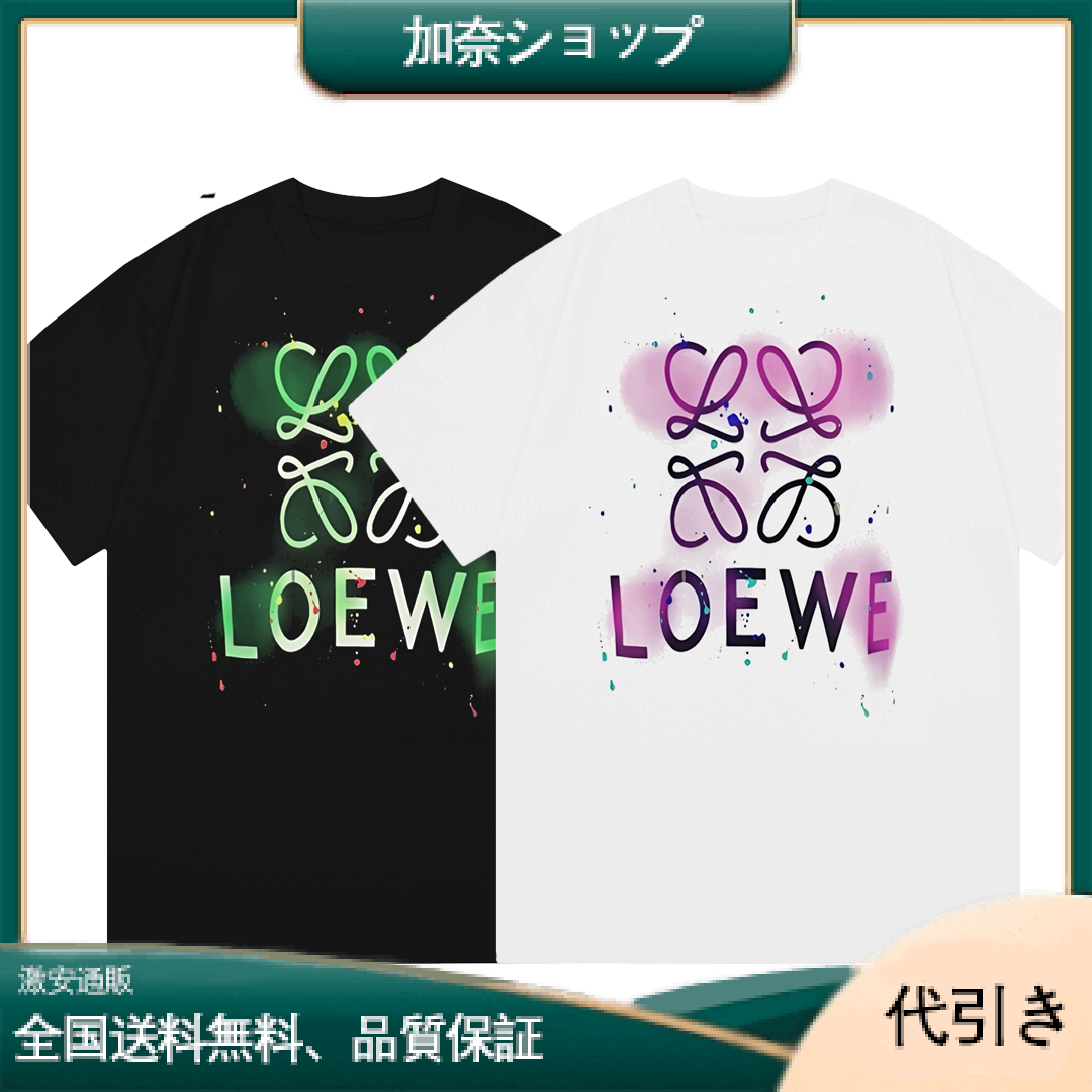 ロエベ ロゴプリント クルーネック 半袖 Tシャツ-加奈ショップ