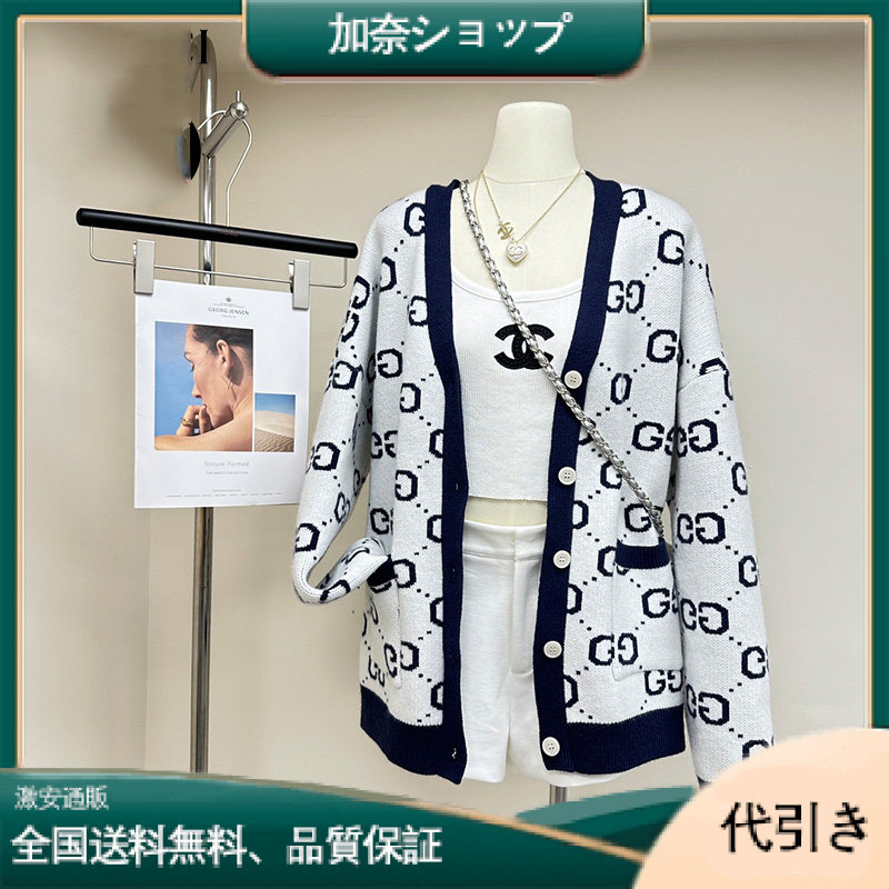 Gucciストレッチ素材を使用した軽量で暖かいレディースニットトップス-加奈ショップ