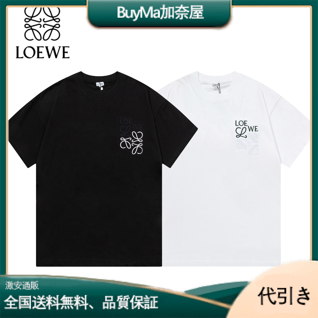 LOEWE プレミアムコットン 刺繍入り 半袖 Tシャツ-BuyMa加奈屋