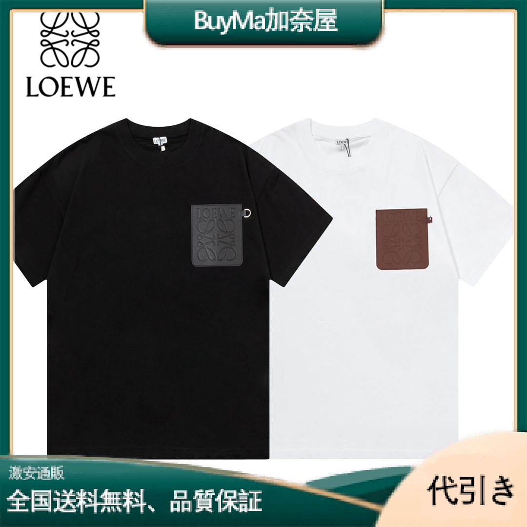 LOEWE メタリックレザーポケット ラージロゴ 半袖Tシャツ-BuyMa加奈屋