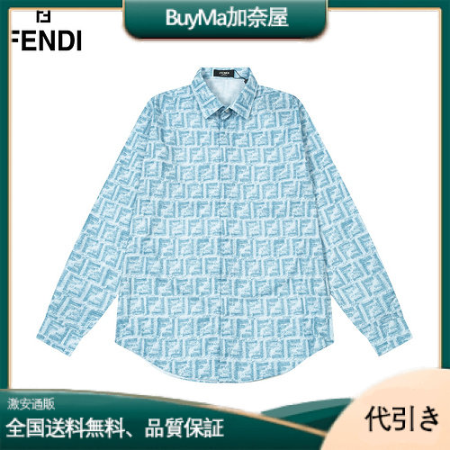 Fendi スカイブルー クラシック ダブル F フルプリント シャツ-BuyMa加奈屋