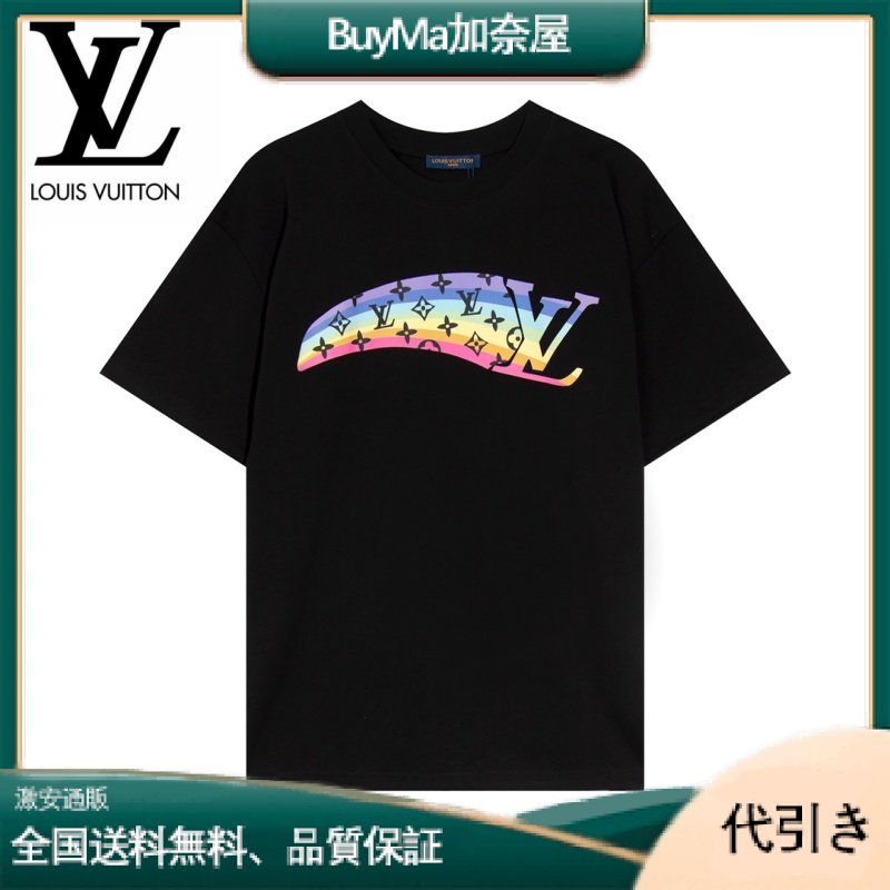 LOUISVUITTON レインボープリントショートスリーブTシャツ 、カラフルなグラデーションのオールドフラワーショートT-BuyMa加奈屋