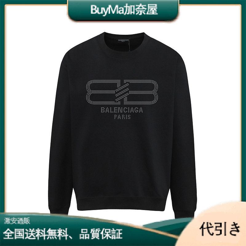 バレンシアガ ラインストーンロゴ付きラウンドネックスウェットシャツ-BuyMa加奈屋