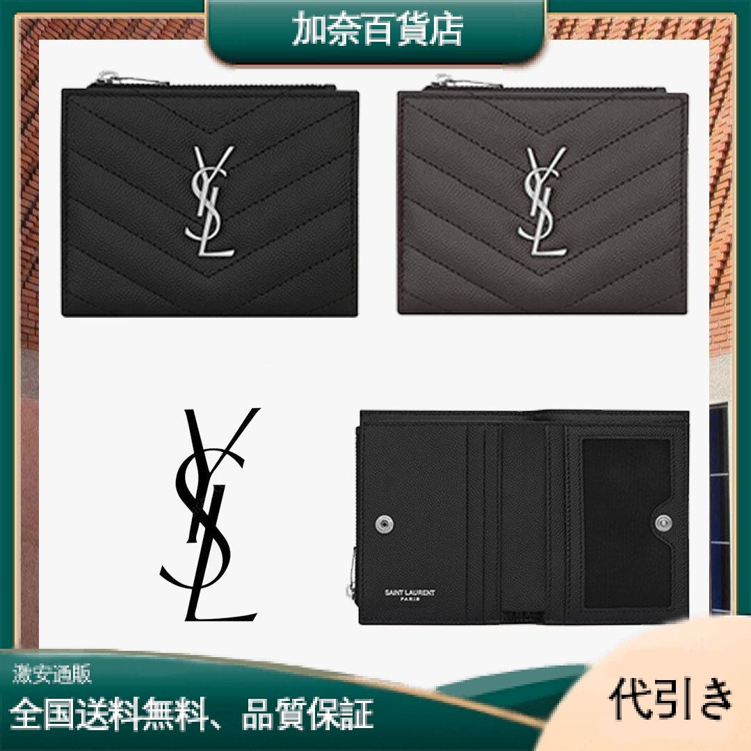 人気！★MONOGRAMブラックキルトレザージッパーのカードホルダーをテクスチャ-加奈百貨店